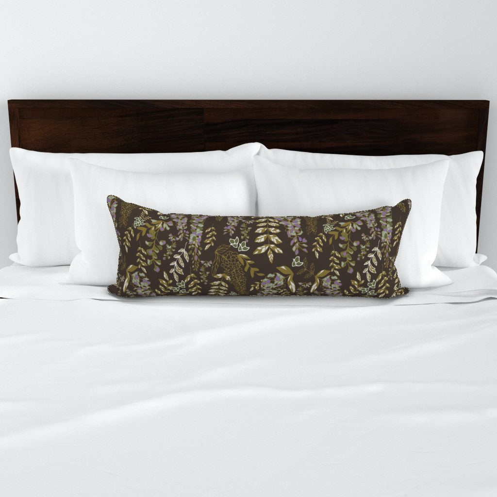 Wisteria Plum Bronze Pattern Lumbar Pillow 36" x 14"