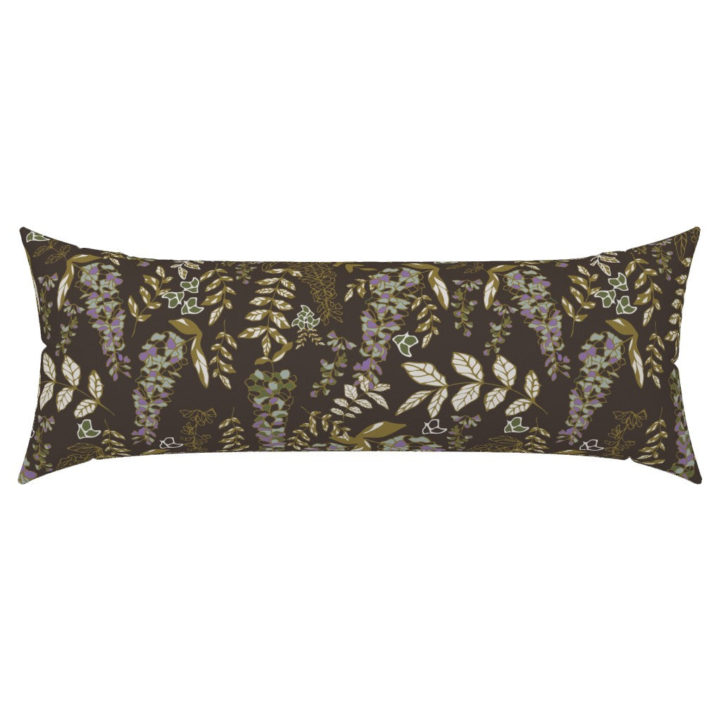 Wisteria Plum Bronze Pattern Lumbar Pillow 36" x 14"
